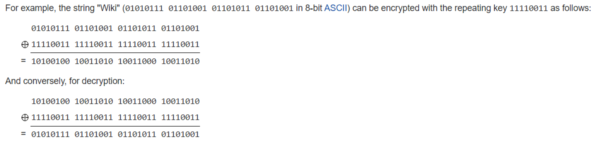 XOR encryption example