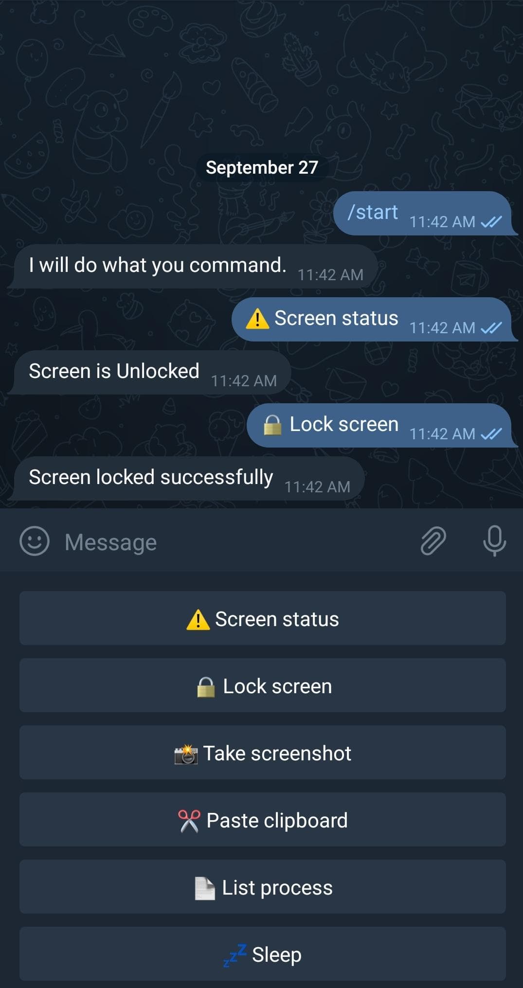 Telegram bot UI